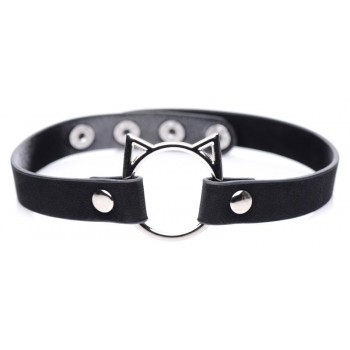 Kinky Kitty Ring Slim Choker - Black