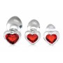 Red Heart Gem Glass Anal Plug Set - Booty Sparks