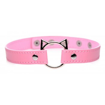 Kinky Kitty Ring Slim Choker - Pink