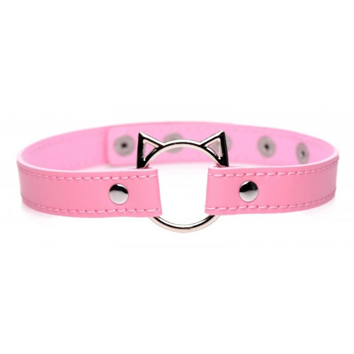 Kinky Kitty Ring Slim Choker - Pink - Master Series