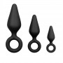 Black Buttplugs With Pull Ring - Set - Easytoys Anal Collection