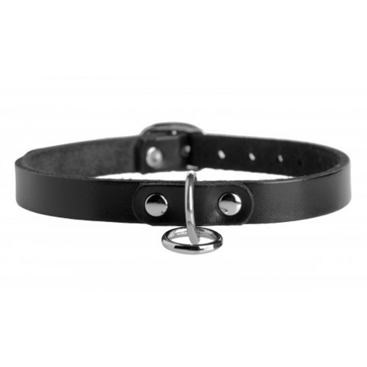 Unisex Leather Choker with O-Ring - Strict Leather