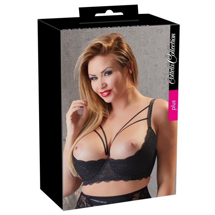 Cottelli Lingerie melns atvērts krūšturis ar dekoratīvām siksniņām 85E