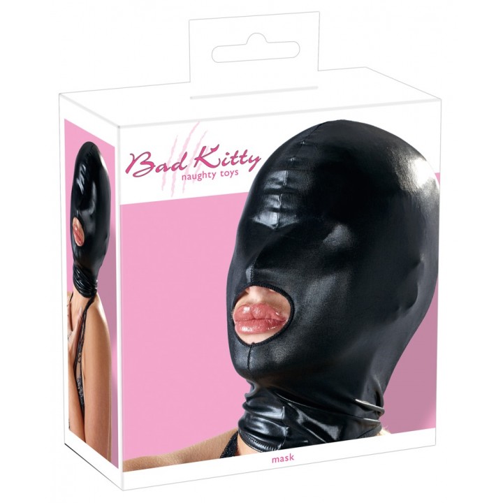 Bad Kitty melna spīdīga auduma maska ar atveri mutei