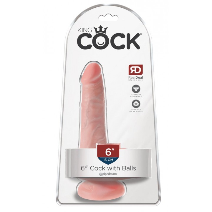 King Cock 6" Cock w Balls Ligh - King Cock