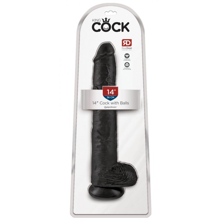King Cock 14" Cock w Balls Dar - King Cock