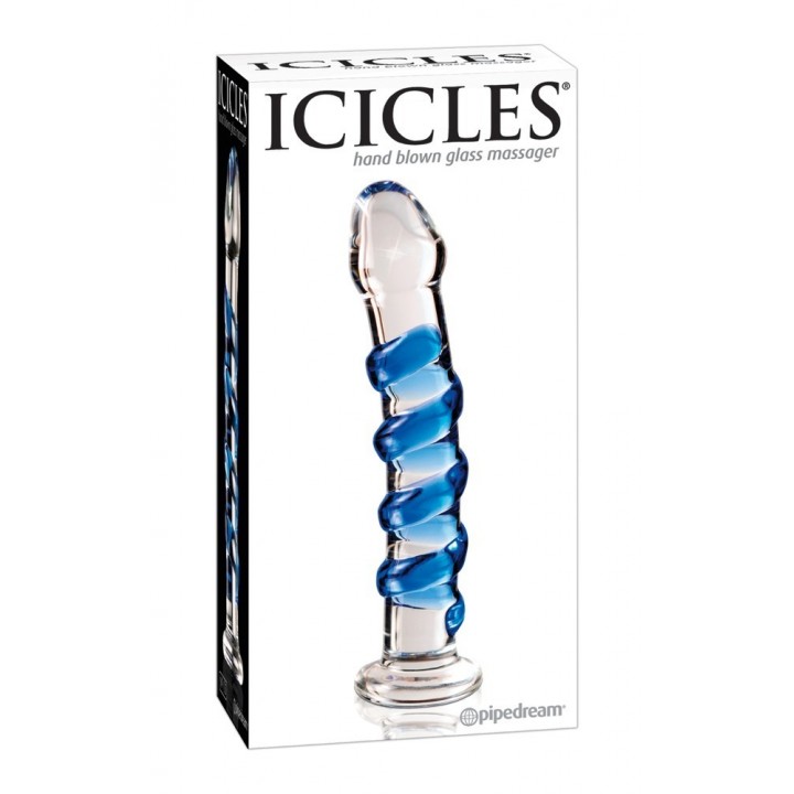 Īpašais Dildo 18,5cm caurspīdīgs stikla Icicles No. 5 - Icicles