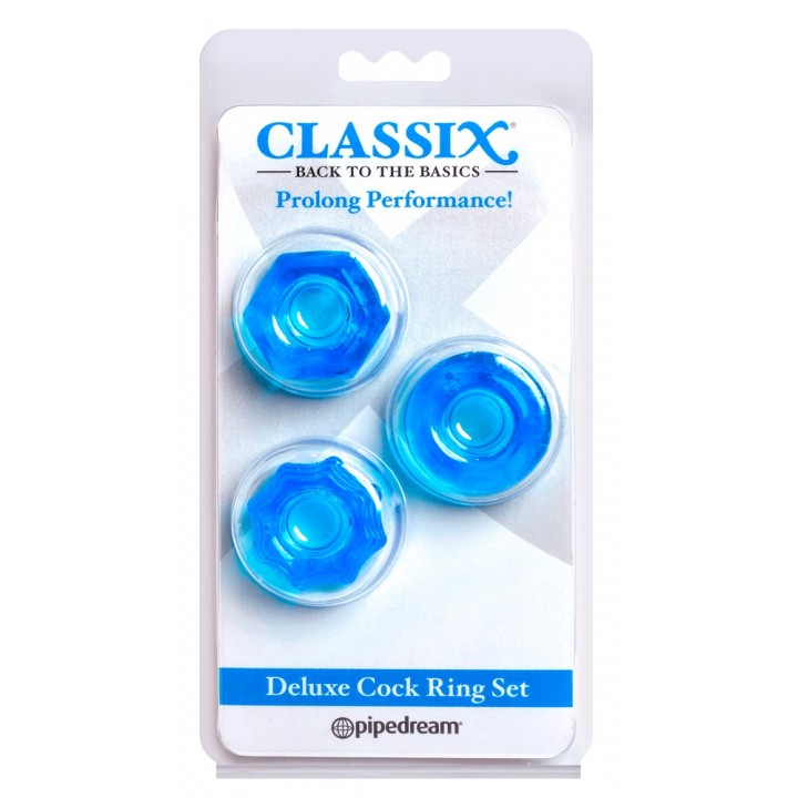 C Deluxe Cock Ring Set Blue - Classix