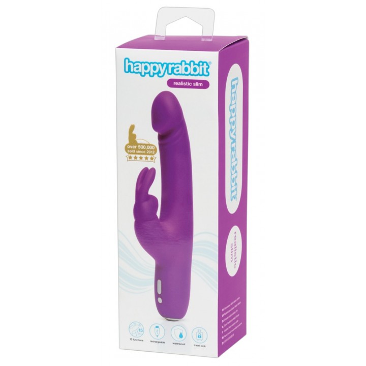 Vibrators ar klitoras stimulatoru Happy 24,0cm purpurs - happyrabbit